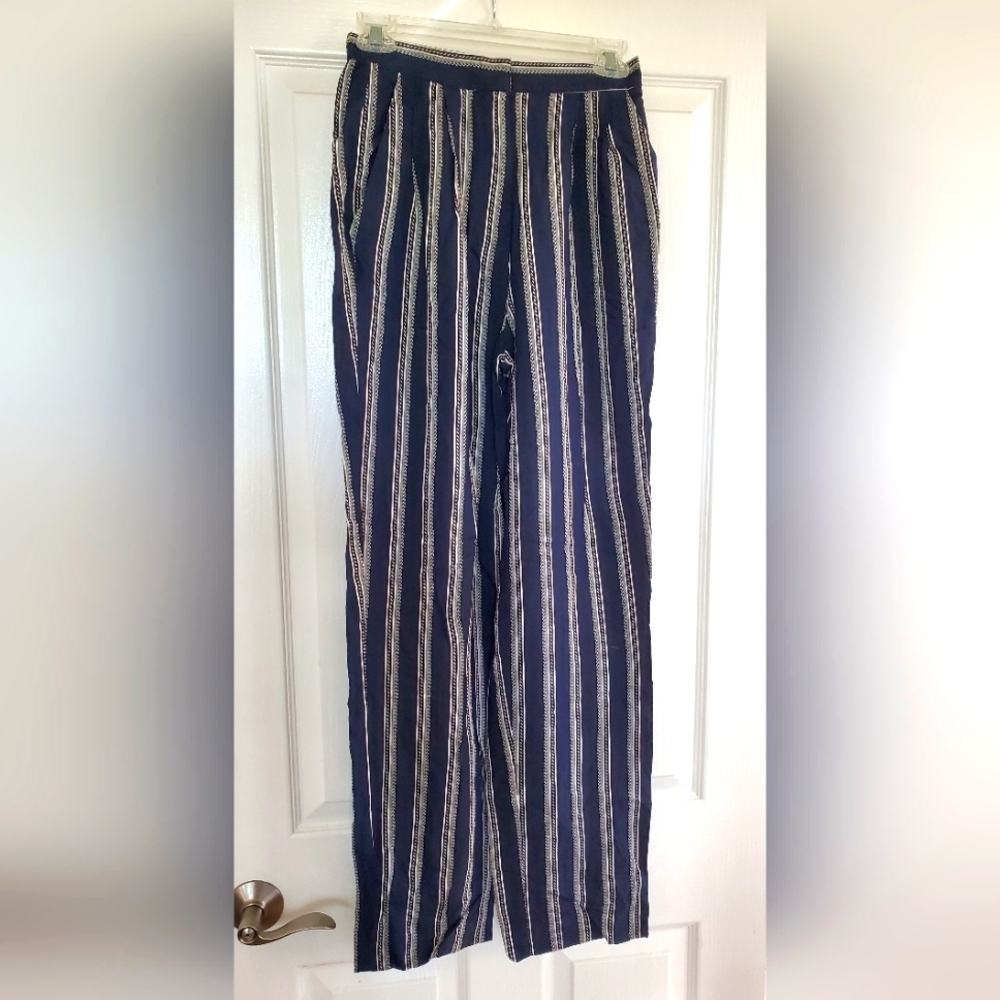 Nipon Studio - Navy/White Rayon Slacks, Size 6